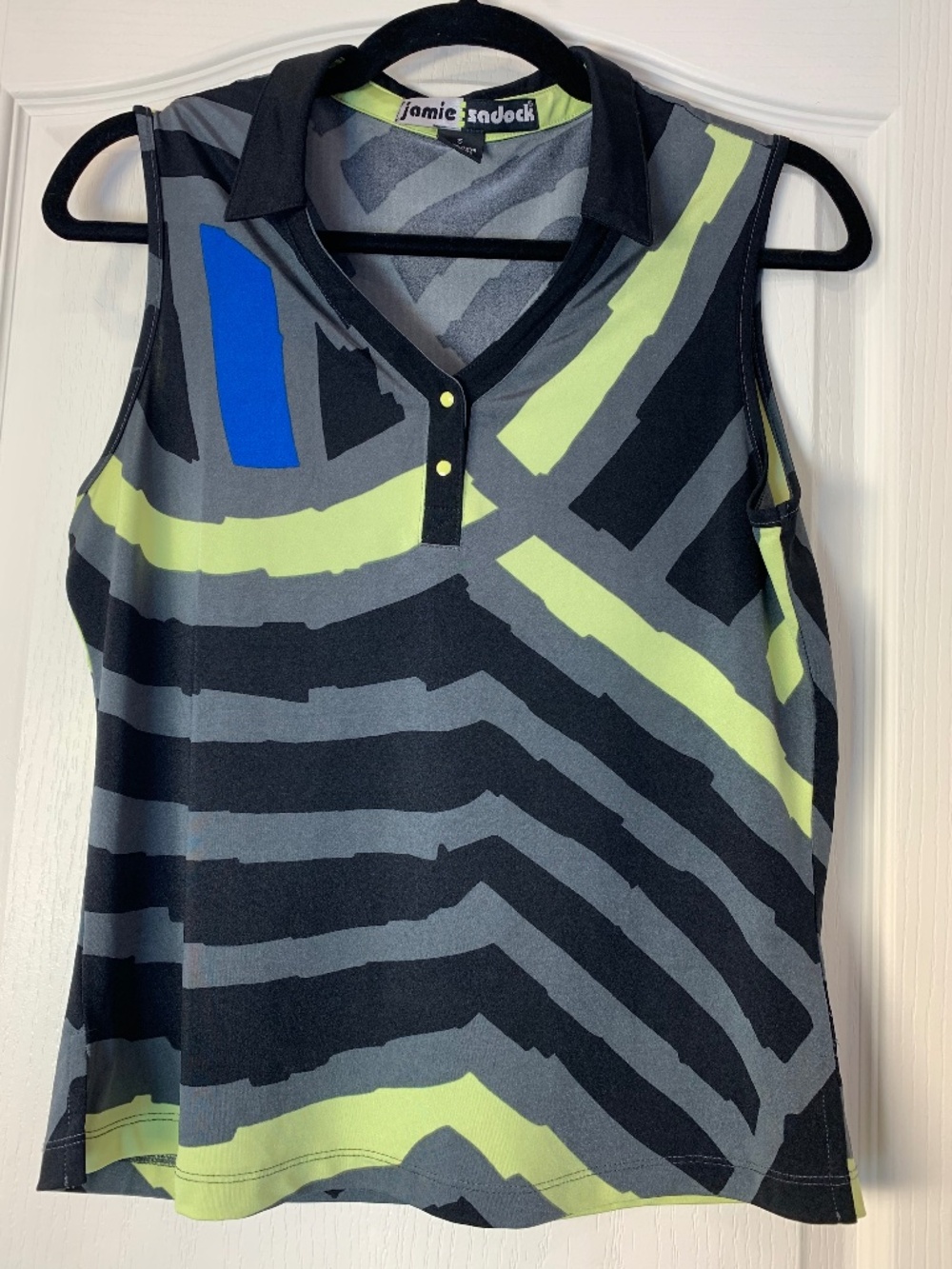 Jamie Sadock Golf Tank Top Neon Abstract Print Sleeveless Stretch S Sport Chic